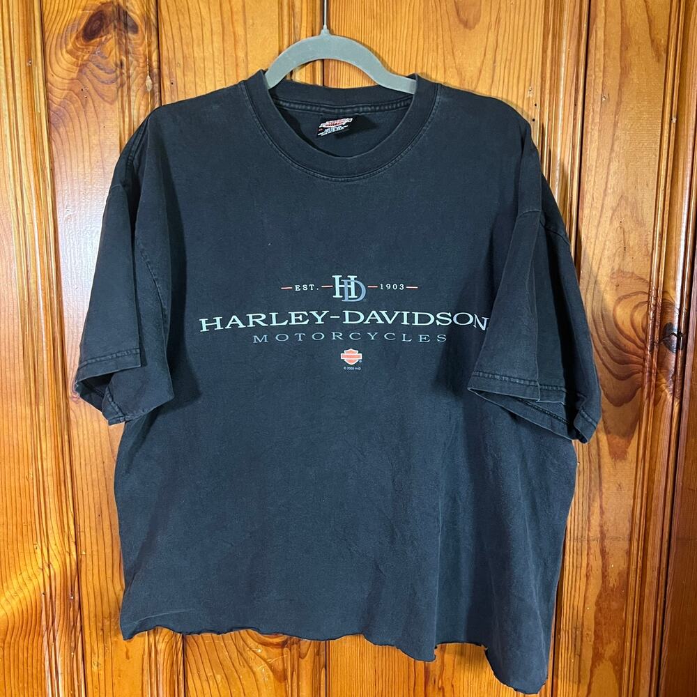 Harley-Davidson XL Y2K Graphic T-Shirt Black Regular